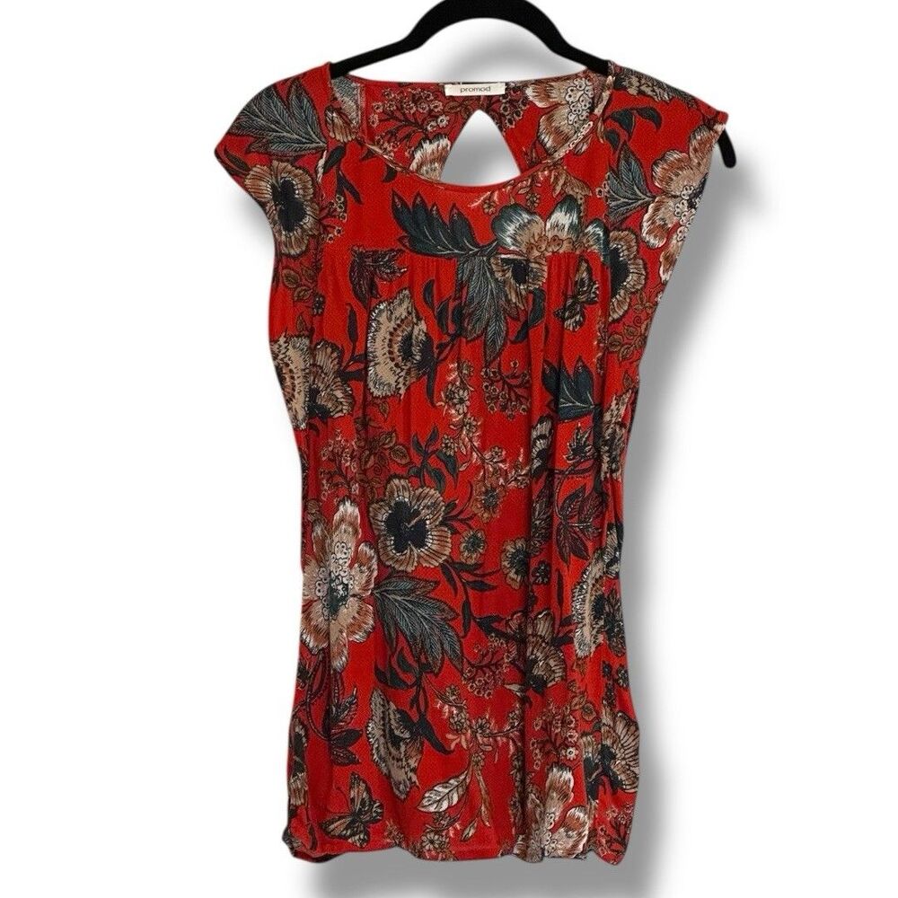 Promod Women’s Sleeveless Blouse Red Floral Small